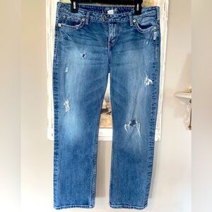 Silver Jeans Suki Surplus Capri  Sz 31 Pockets Distressed Denim